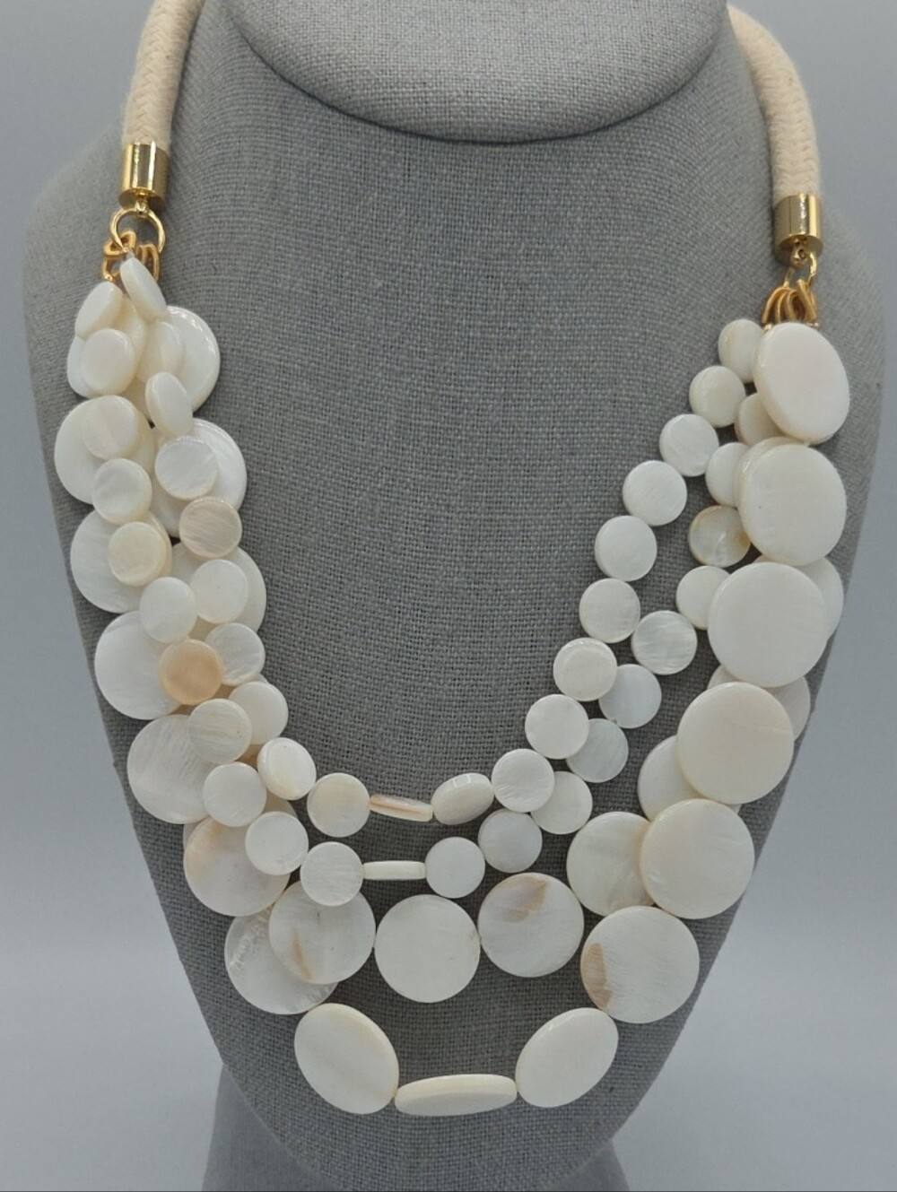 5 for $25! Talbots Ivory Color Multi-Strand Disc Necklace